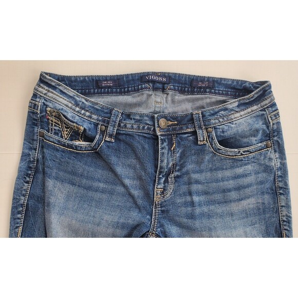 Vigoss Chelsea Boyfriend Womens Jeans Size 13/14 (36x27) Embroidered Distressed - Picture 3 of 12